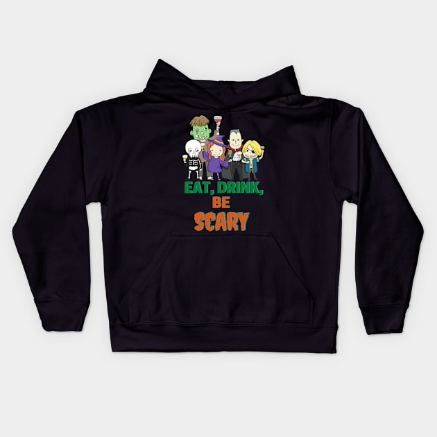 Eat, Drink, Be Scary Kids Hoodie by Meanwhile Prints